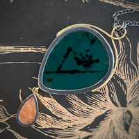 Coral Sea Agate Pendant with Sunstone